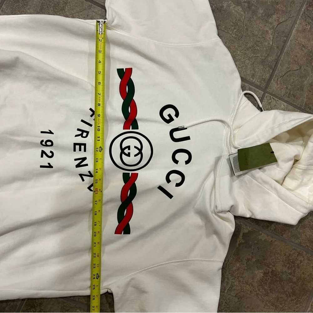 Men's Gucci FIRENZE 1921 cotton hoodie interlocking G/web stripe size XXXL